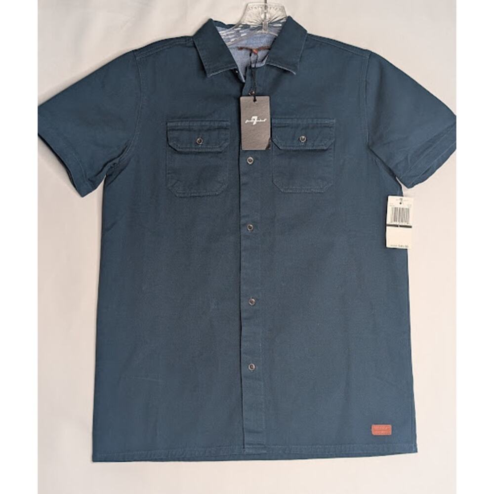 7 FOR ALL MANKIND Youth Boys 100% Cotton button up shirt Large Utility everyday